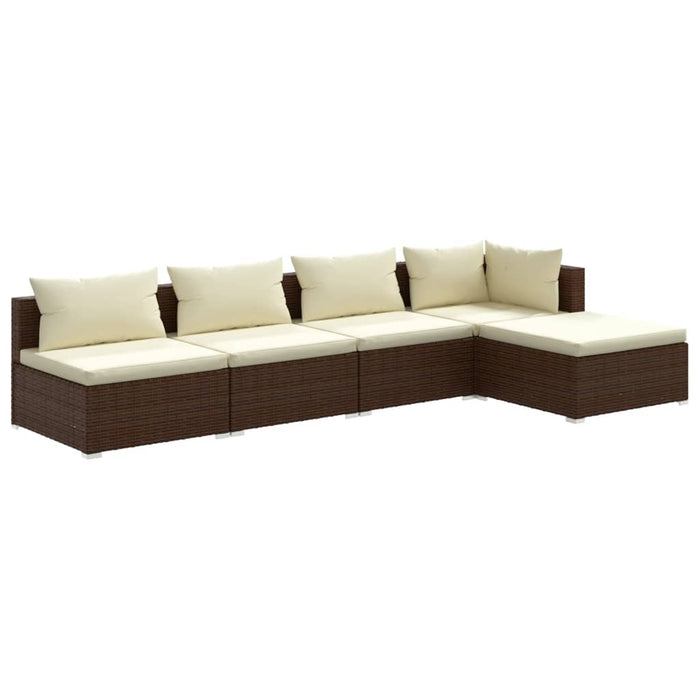 Set Divani da Giardino 5 pz con Cuscini in Polyrattan Marrone 3101626