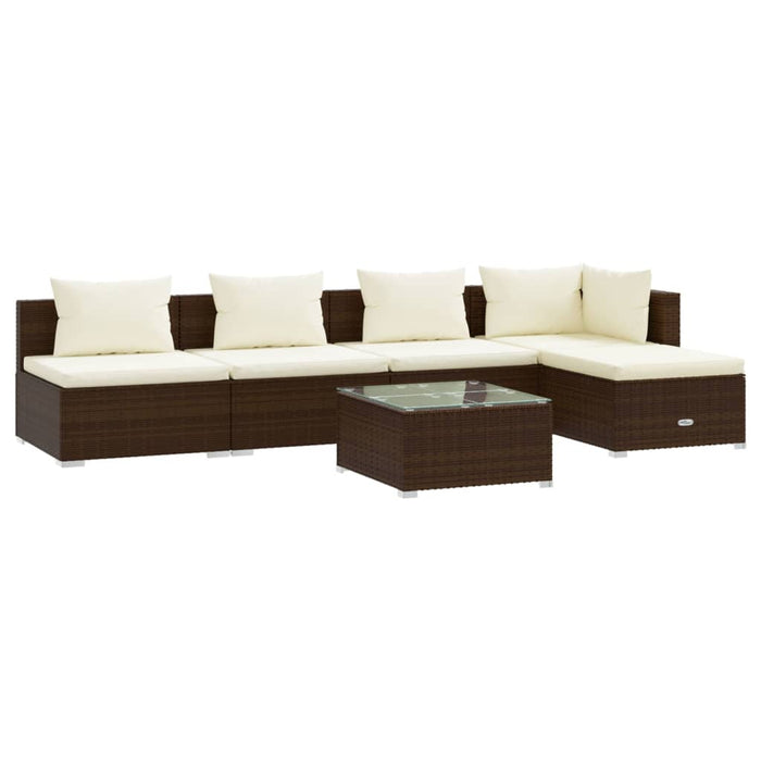 Set Divani da Giardino 6 pz con Cuscini in Polyrattan Marrone cod mxl 47827