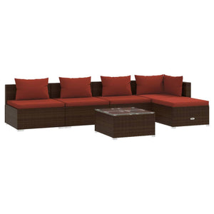 Set Divani da Giardino 6 pz con Cuscini in Polyrattan Marrone 3101635