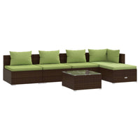 Set Divani da Giardino 6 pz con Cuscini in Polyrattan Marrone 3101636