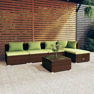 Set Divani da Giardino 6 pz con Cuscini in Polyrattan Marrone 3101636