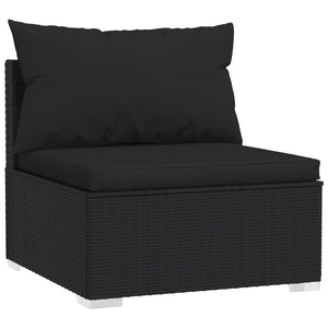 Set Divani da Giardino 4 pz con Cuscini in Polyrattan Nero cod mxl 45128