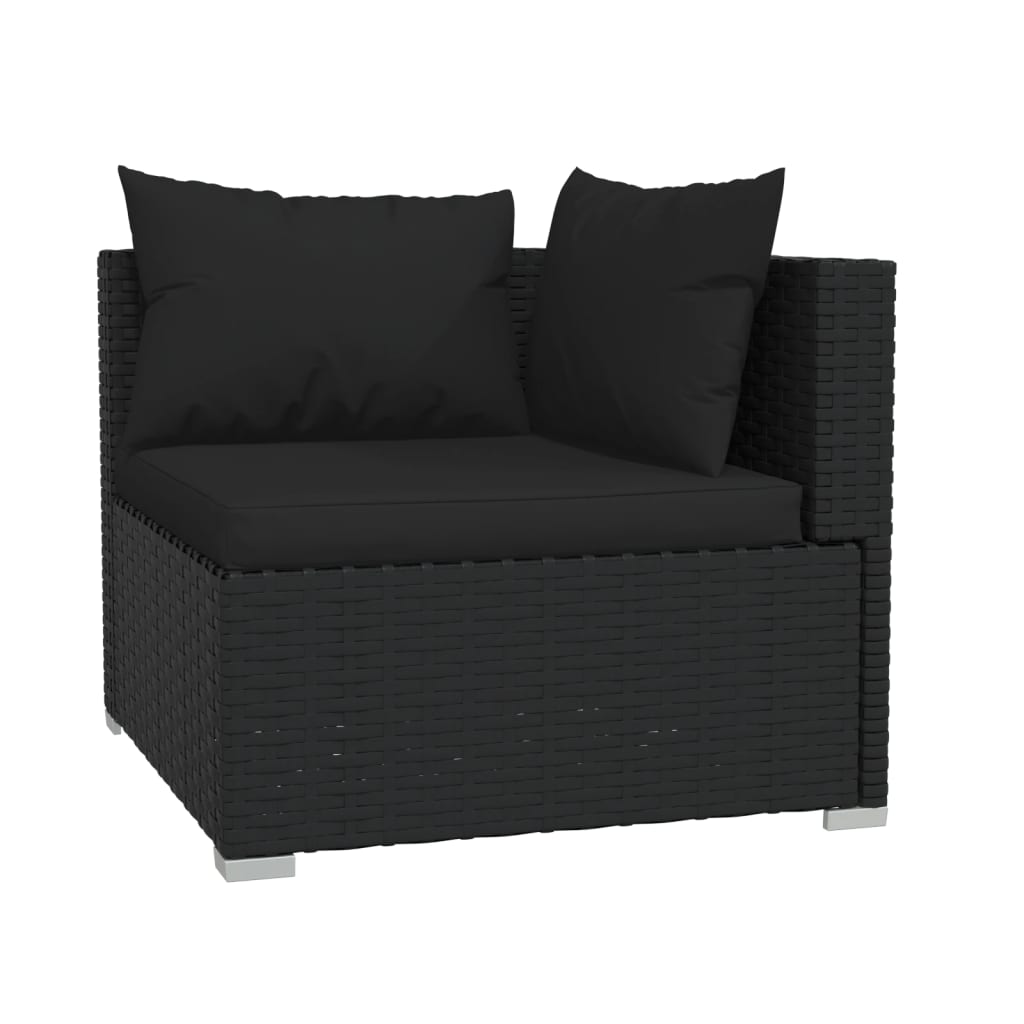 Set Divani da Giardino 4 pz con Cuscini in Polyrattan Nero cod mxl 45128