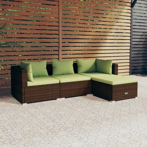 Set Divani da Giardino 4 pz con Cuscini in Polyrattan Marrone 3101644