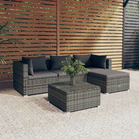 Set Divani da Giardino 5 pz con Cuscini in Polyrattan Grigio 3101653