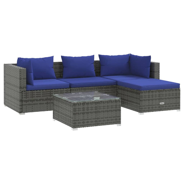 Set Divani da Giardino 6 pz con Cuscini in Polyrattan Grigio cod mxl 38887