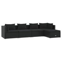 Set Divani da Giardino 5 pz con Cuscini in Polyrattan Nero cod mxl 40566