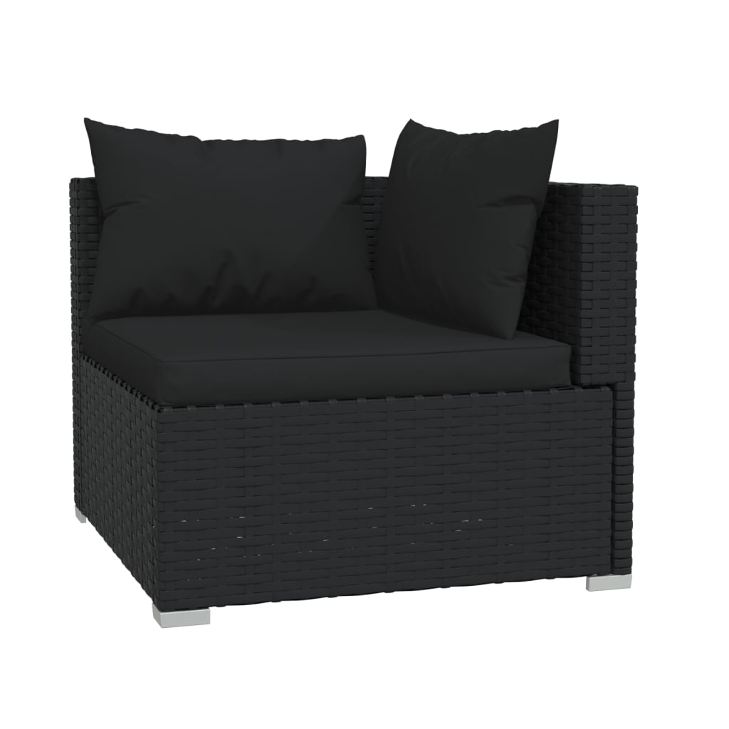 Set Divani da Giardino 5 pz con Cuscini in Polyrattan Nero cod mxl 40566