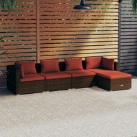 Set Divani da Giardino 5 pz con Cuscini in Polyrattan Marrone cod mxl 40073