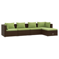 Set Divani da Giardino 5 pz con Cuscini in Polyrattan Marrone cod mxl 38894