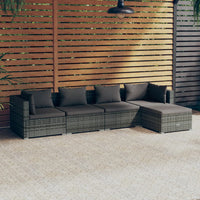 Set Divani da Giardino 5 pz con Cuscini in Polyrattan Grigio 3101661