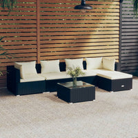 Set Salotto da Giardino 6 pz con Cuscini in Polyrattan Nero 3101663