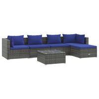 Set Divani da Giardino 6 pz con Cuscini in Polyrattan Grigio cod mxl 38900