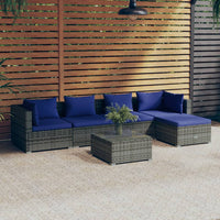 Set Divani da Giardino 6 pz con Cuscini in Polyrattan Grigio 3101670