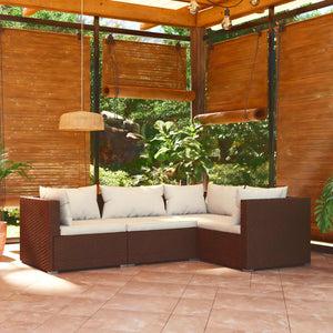 Set Divani da Giardino 4 pz con Cuscini in Polyrattan Marrone 3101674