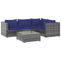 Set Divani da Giardino 5 pz con Cuscini in Polyrattan Grigio cod mxl 38913