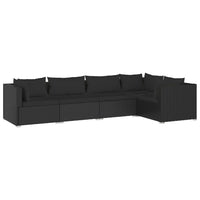 Set Divani da Giardino 5 pz con Cuscini in Polyrattan Nero cod mxl 40568