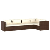 Set Divani da Giardino 5 pz con Cuscini in Polyrattan Marrone cod mxl 35397