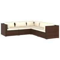 Set Divani da Giardino con Cuscini 5 pz in Polyrattan Marrone