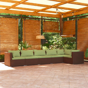 Set Divani da Giardino 6 pz con Cuscini in Polyrattan Marrone cod mxl 38908