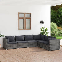 Set Divani da Giardino 6 pz con Cuscini in Polyrattan Grigio cod mxl 40391