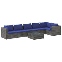 Set Divani da Giardino 7 pz con Cuscini in Polyrattan Grigio cod mxl 38921