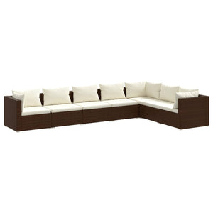 Set Divani da Giardino 7 pz con Cuscini in Polyrattan Marrone 3101738