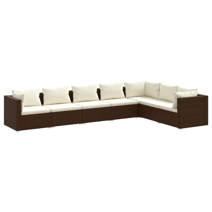 Set Divani da Giardino 7 pz con Cuscini in Polyrattan Marrone 3101738