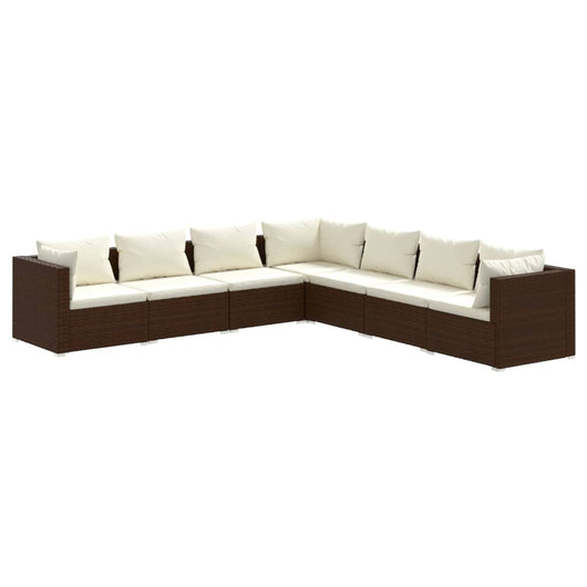 Set Divani da Giardino 7 pz con Cuscini in Polyrattan Marrone 3101746