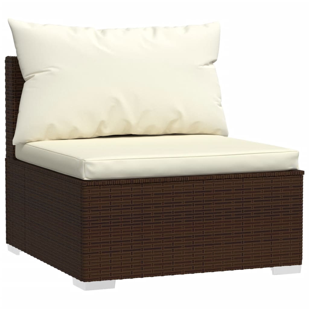 Set Divani da Giardino 7 pz con Cuscini in Polyrattan Marrone 3101746