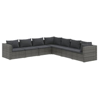 Set Divani da Giardino 7 pz con Cuscini in Polyrattan Grigio 3101749