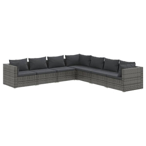 Set Divani da Giardino 7 pz con Cuscini in Polyrattan Grigio 3101749