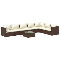 Set Divani da Giardino con Cuscini 8 pz in Polyrattan Marrone cod mxl 42503