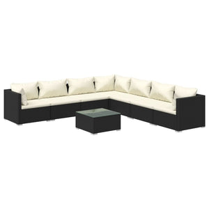 Set Divani da Giardino con Cuscini 8 pz in Polyrattan Nero cod mxl 56322