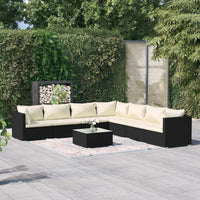 Set Divani da Giardino con Cuscini 8 pz in Polyrattan Nero cod mxl 56322