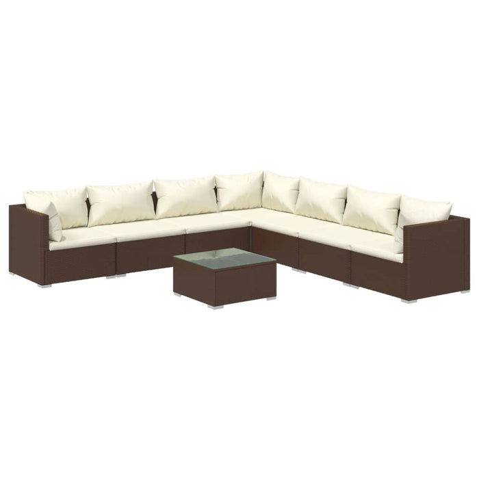 Set Divani da Giardino con Cuscini 8 pz in Polyrattan Marrone 3101762