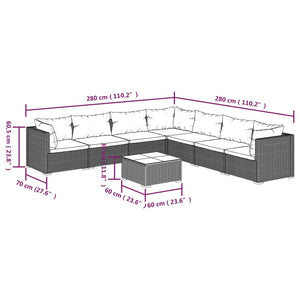 Set Divani da Giardino con Cuscini 8 pz in Polyrattan Marrone 3101762