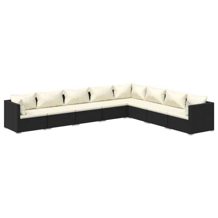 Set Divani da Giardino con Cuscini 8 pz in Polyrattan Nero 3101767