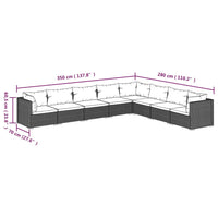 Set Divani da Giardino con Cuscini 8 pz in Polyrattan Nero 3101767