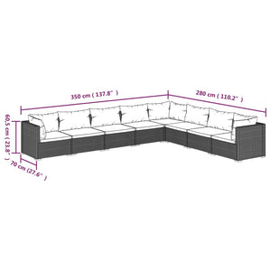 Set Divani da Giardino con Cuscini 8 pz in Polyrattan Nero 3101767