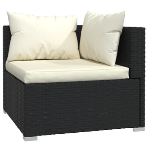 Set Salotto da Giardino 9 pz con Cuscini in Polyrattan Nero 3101775