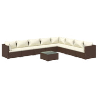 Set Divani da Giardino 9 pz con Cuscini in Polyrattan Marrone 3101778