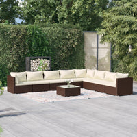 Set Divani da Giardino 9 pz con Cuscini in Polyrattan Marrone 3101778