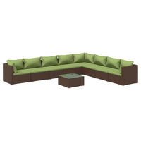 Set Divani da Giardino 9 pz con Cuscini in Polyrattan Marrone 3101780