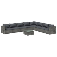 Set Divani da Giardino 9 pz con Cuscini in Polyrattan Grigio cod mxl 43795