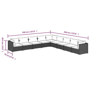 Set Divani da Giardino 9 pz con Cuscini in Polyrattan Marrone cod mxl 40811