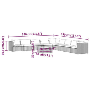 Set Divani da Giardino 10 pz con Cuscini in Polyrattan Grigio cod mxl 38933