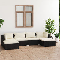 Set Divani da Giardino 6 pz con Cuscini in Polyrattan Nero 3101799