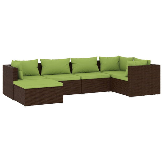 Set Divani da Giardino 6 pz con Cuscini in Polyrattan Marrone cod mxl 38943