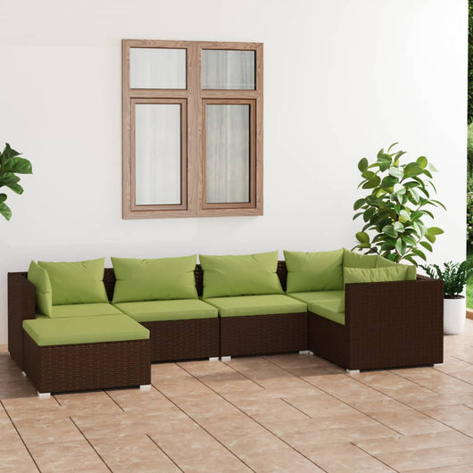 Set Divani da Giardino 6 pz con Cuscini in Polyrattan Marrone cod mxl 38943